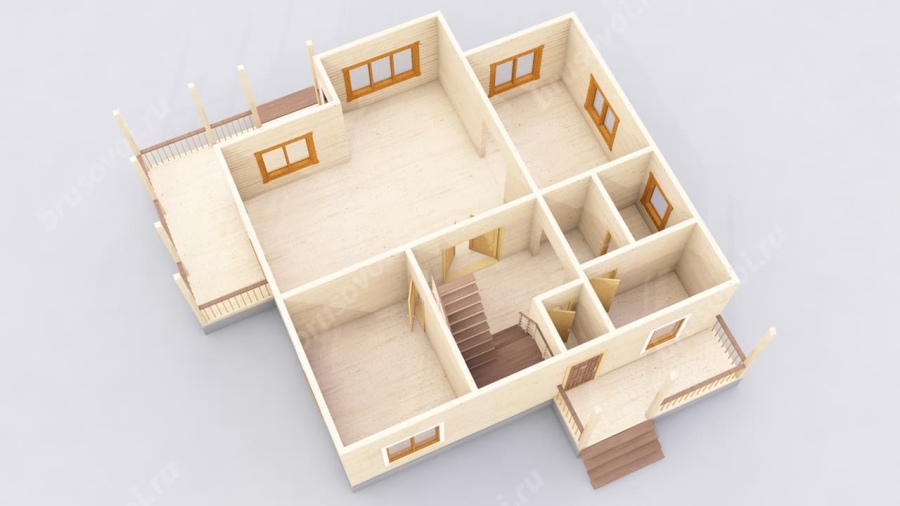 3d План первого этажа проект БРУСОВОЙ №-177