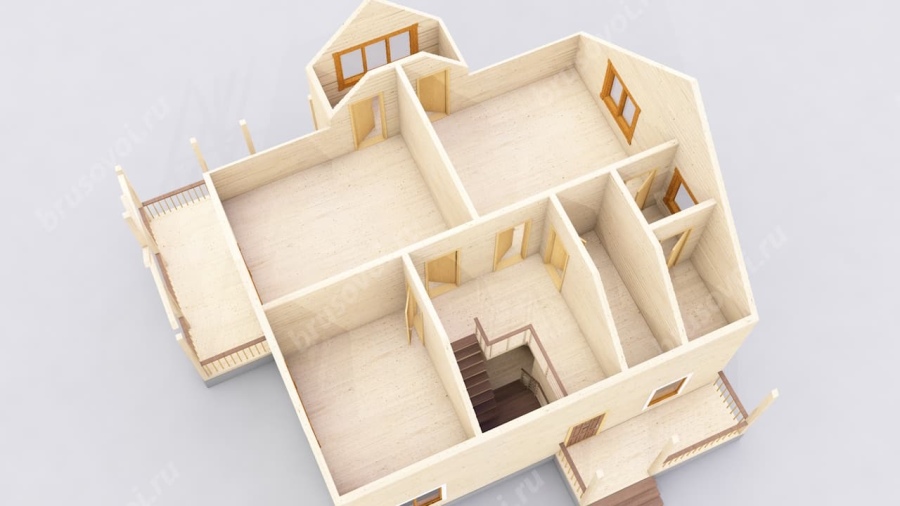 3d План второго этажа проект БРУСОВОЙ №-177