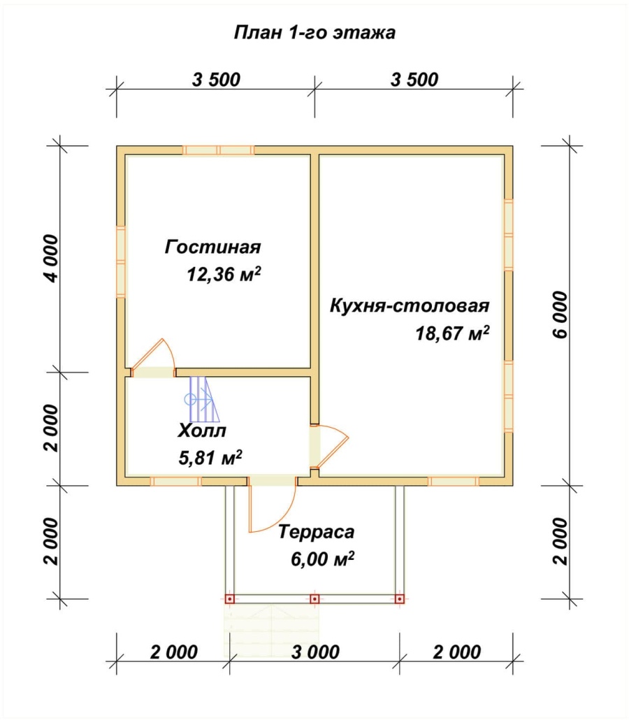 План первого этажа проект БРУСОВОЙ №-18