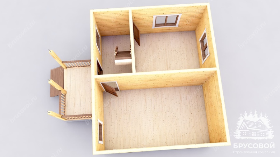 3d План первого этажа проект БРУСОВОЙ №-18