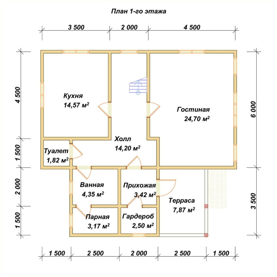 План первого этажа проект БРУСОВОЙ №-180