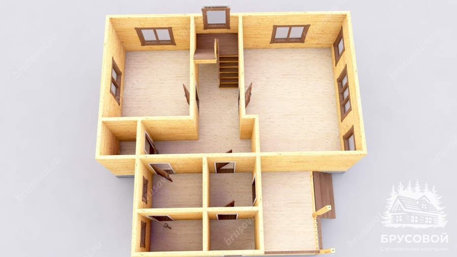 3d План первого этажа проект БРУСОВОЙ №-180