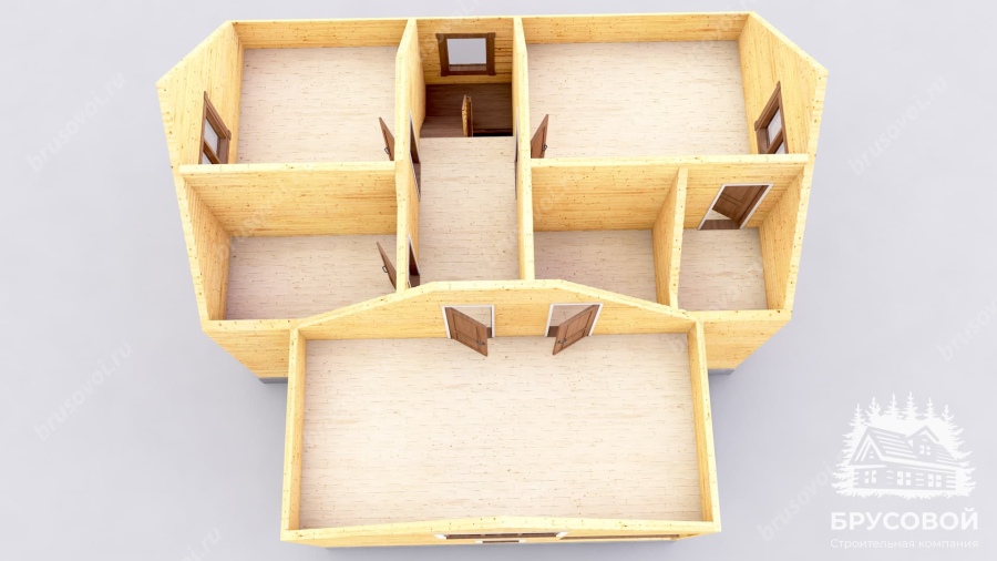 3d План второго этажа проект БРУСОВОЙ №-180
