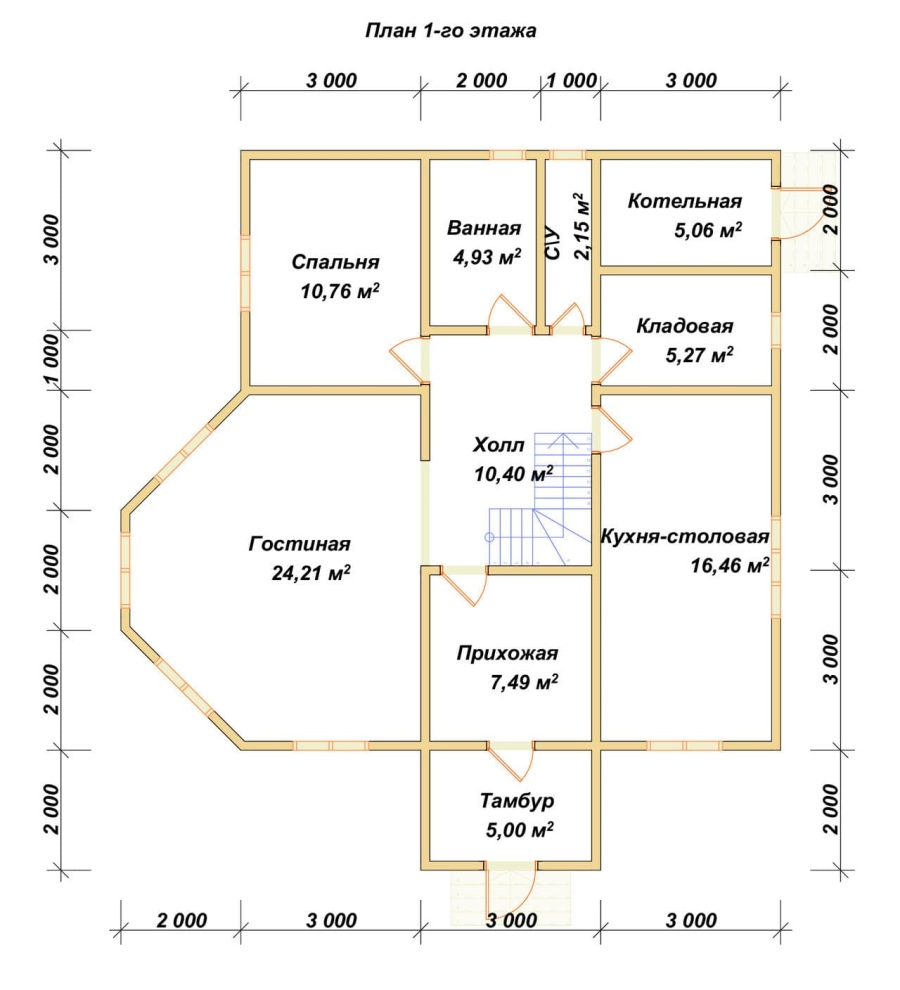 План первого этажа проект БРУСОВОЙ №-182