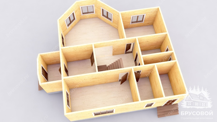 3d План первого этажа проект БРУСОВОЙ №-182