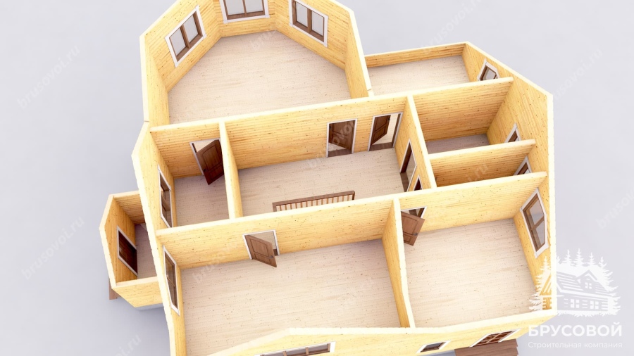 3d План второго этажа проект БРУСОВОЙ №-182