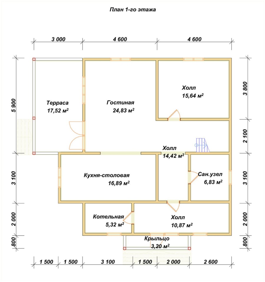 План первого этажа проект БРУСОВОЙ №-183
