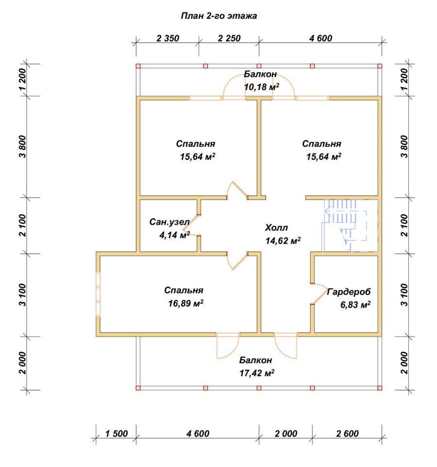 План второго этажа проект БРУСОВОЙ №-183