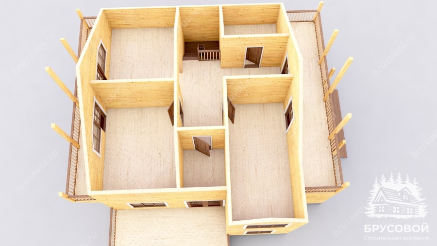 3d План второго этажа проект БРУСОВОЙ №-183