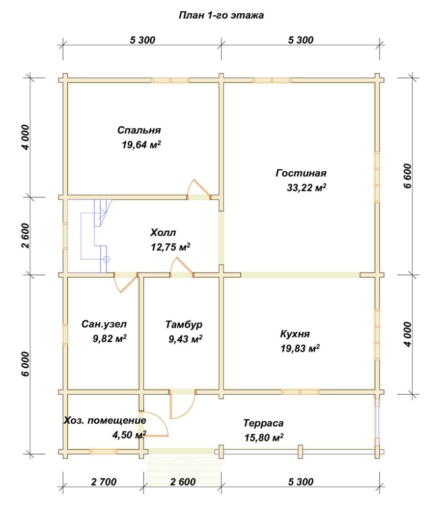 План первого этажа проект БРУСОВОЙ №-184