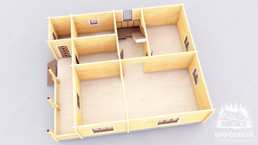 3d План первого этажа проект БРУСОВОЙ №-184