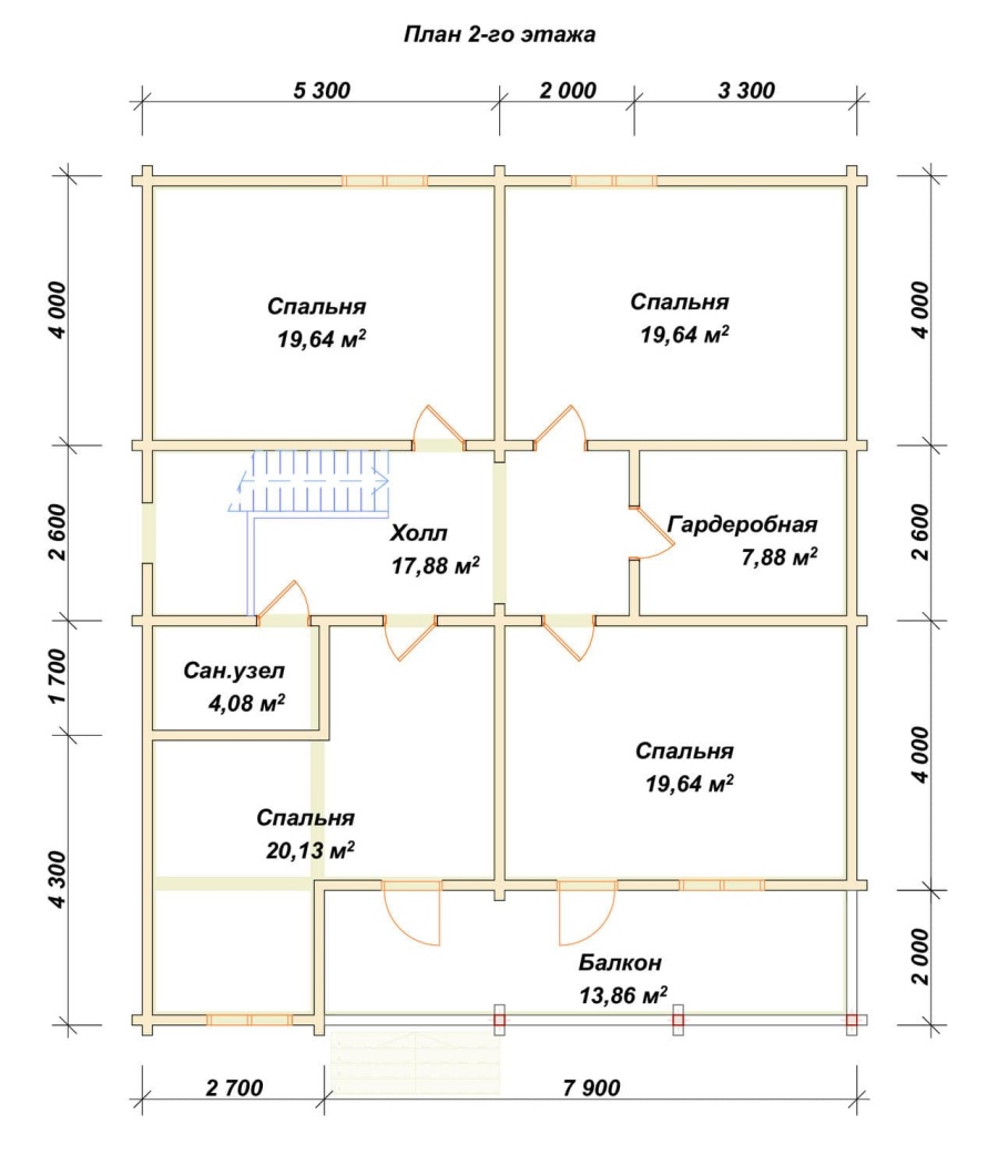 План второго этажа проект БРУСОВОЙ №-184