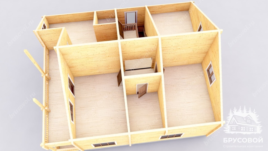 3d План второго этажа проект БРУСОВОЙ №-184