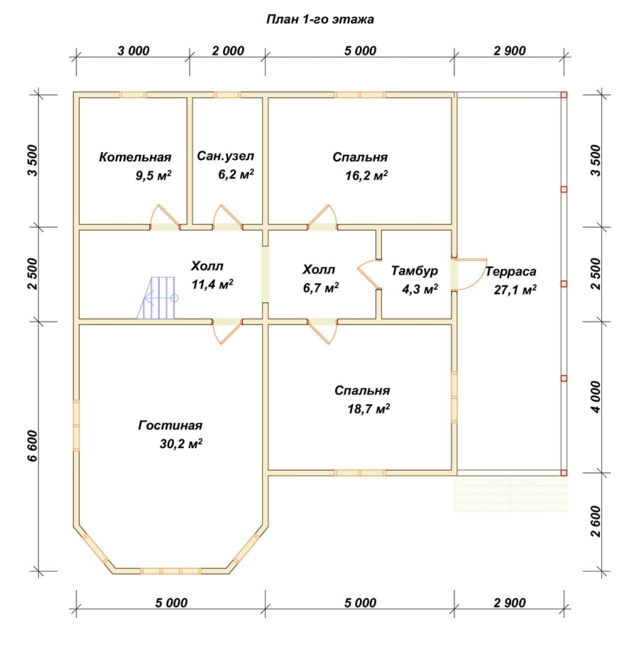 План первого этажа проект БРУСОВОЙ №-185