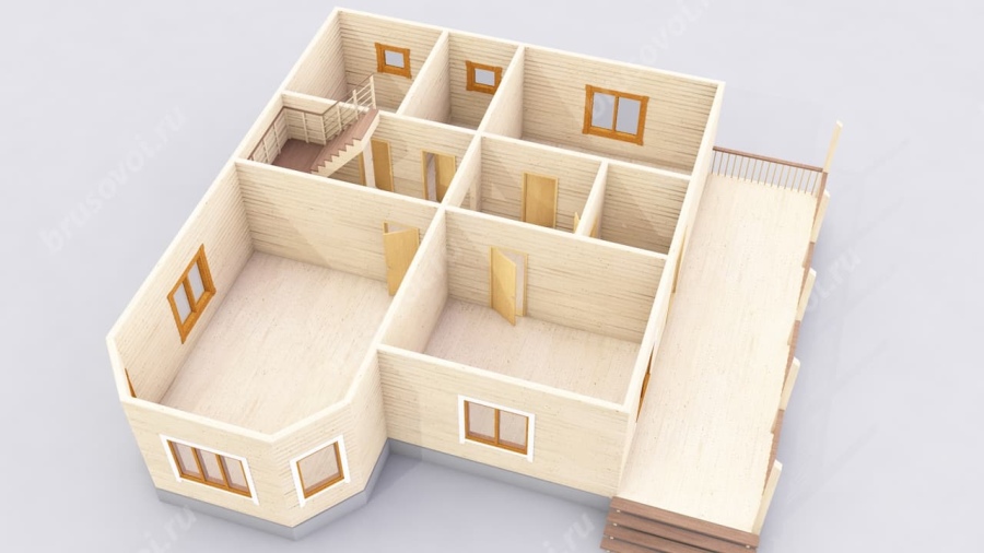 3d План первого этажа проект БРУСОВОЙ №-185