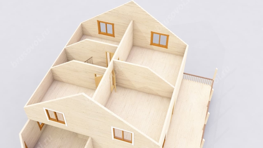 3d План второго этажа проект БРУСОВОЙ №-185