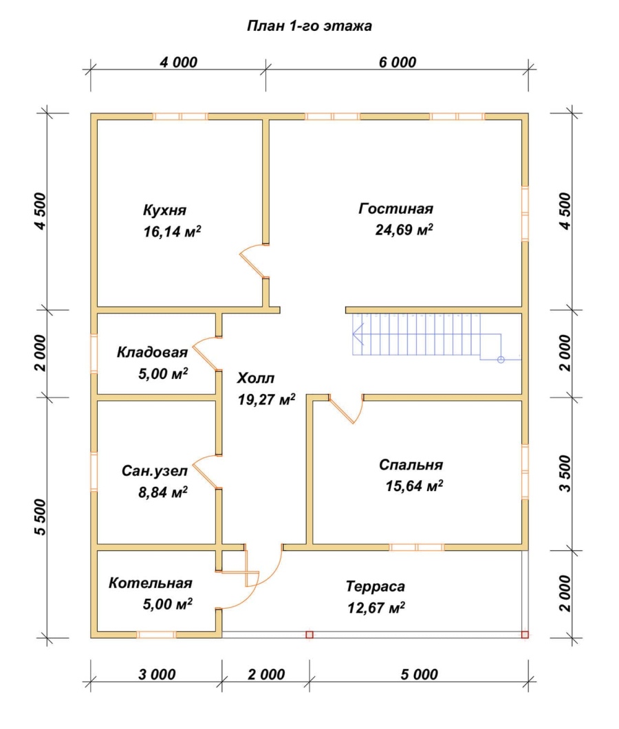 План первого этажа проект БРУСОВОЙ №-186