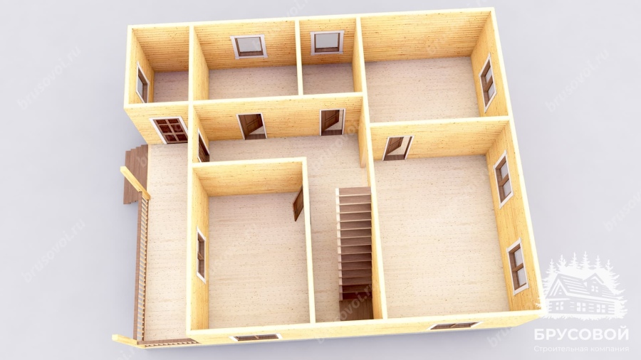 3d План первого этажа проект БРУСОВОЙ №-186