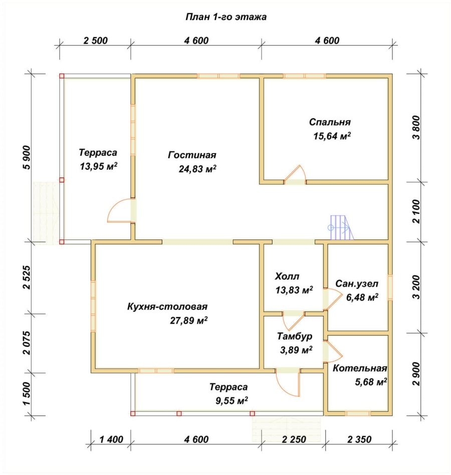 План первого этажа проект БРУСОВОЙ №-187
