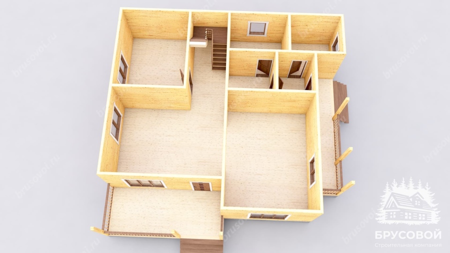 3d План первого этажа проект БРУСОВОЙ №-187