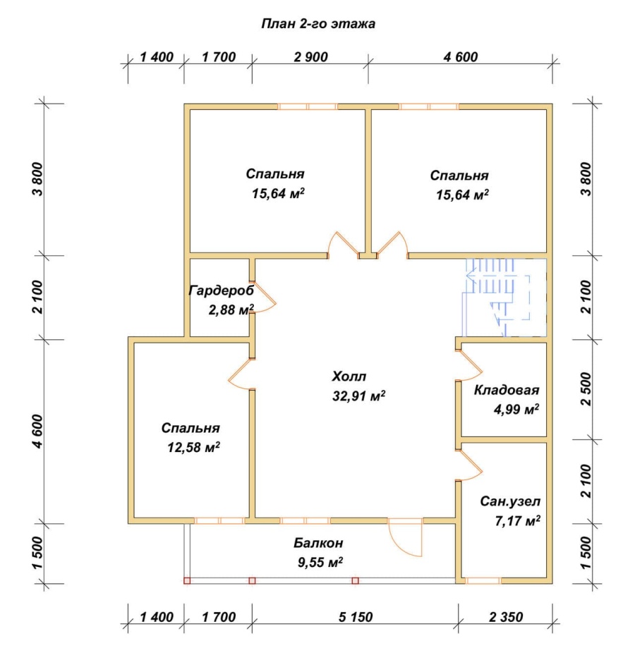 План второго этажа проект БРУСОВОЙ №-187