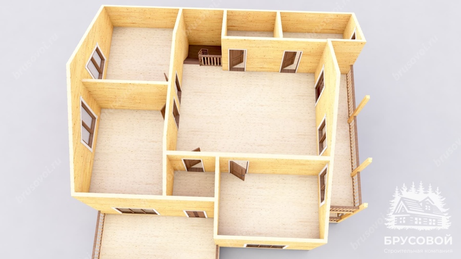 3d План второго этажа проект БРУСОВОЙ №-187