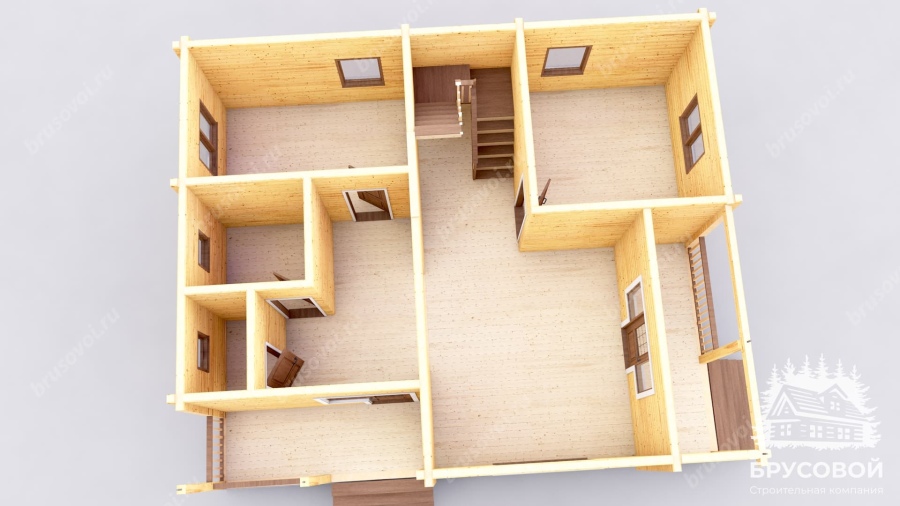 3d План первого этажа проект БРУСОВОЙ №-188