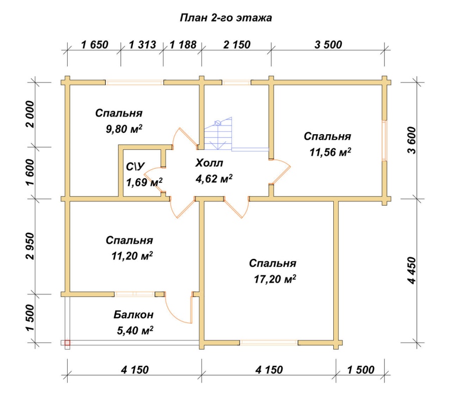 План второго этажа проект БРУСОВОЙ №-188