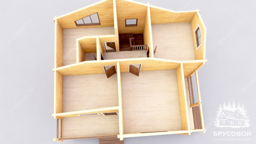 3d План второго этажа проект БРУСОВОЙ №-188