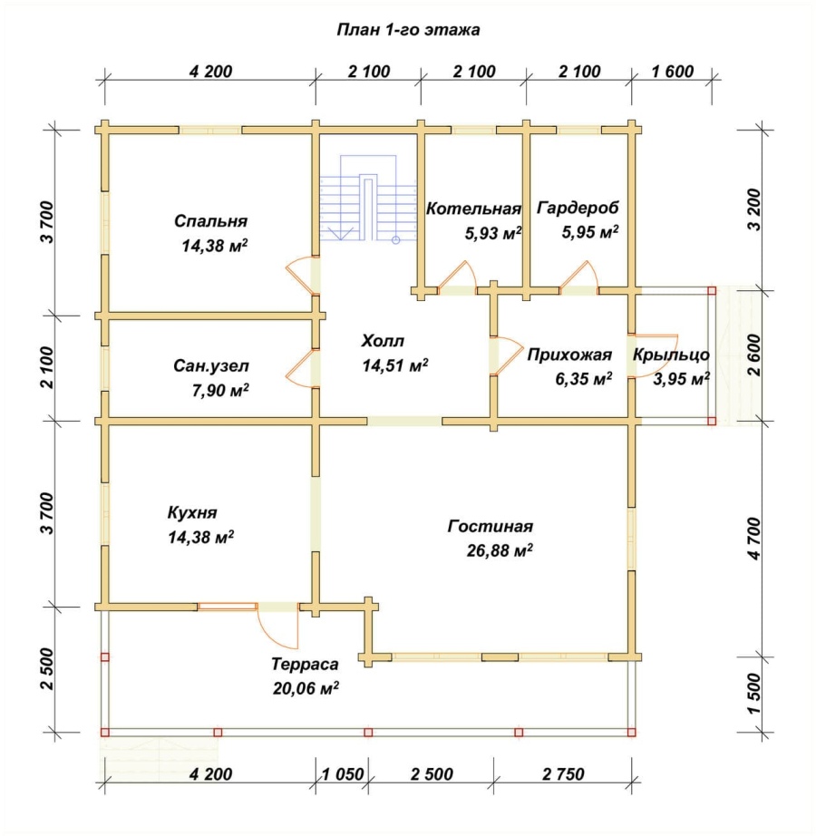 План первого этажа проект БРУСОВОЙ №-189