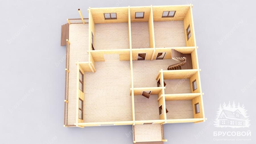 3d План первого этажа проект БРУСОВОЙ №-189