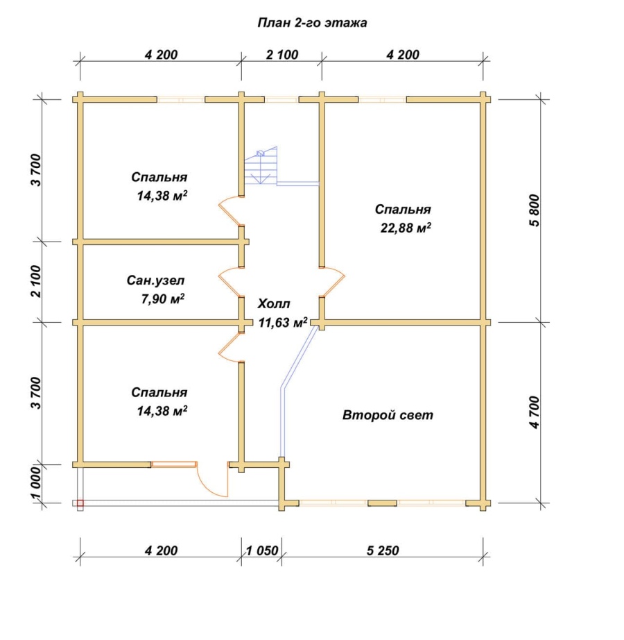 План второго этажа проект БРУСОВОЙ №-189