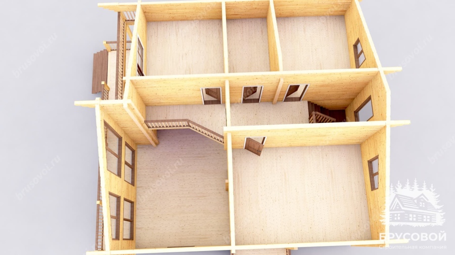 3d План второго этажа проект БРУСОВОЙ №-189