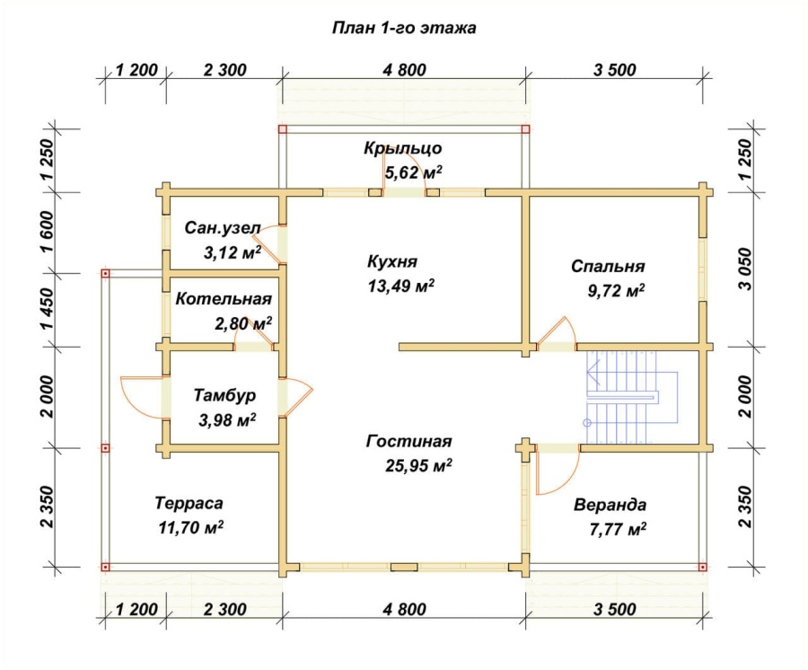 План первого этажа проект БРУСОВОЙ №-190