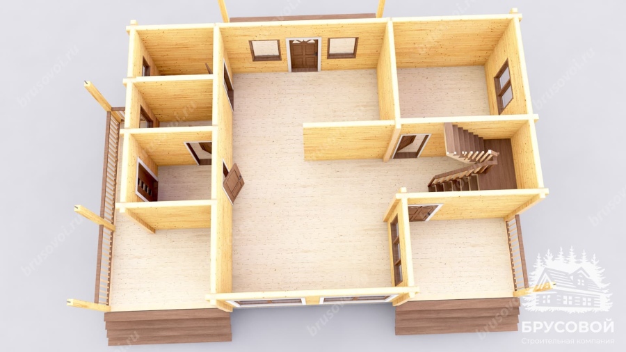 3d План первого этажа проект БРУСОВОЙ №-190