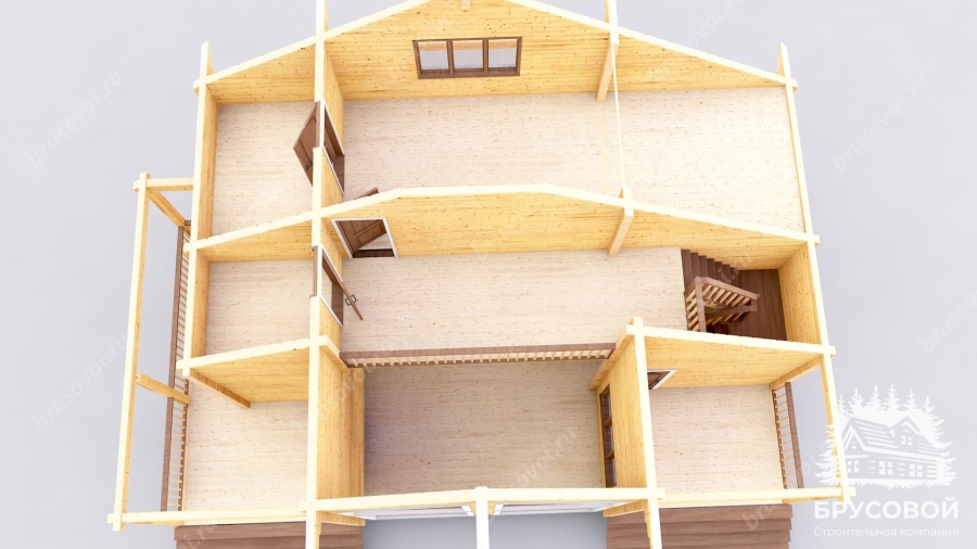 3d План второго этажа проект БРУСОВОЙ №-190