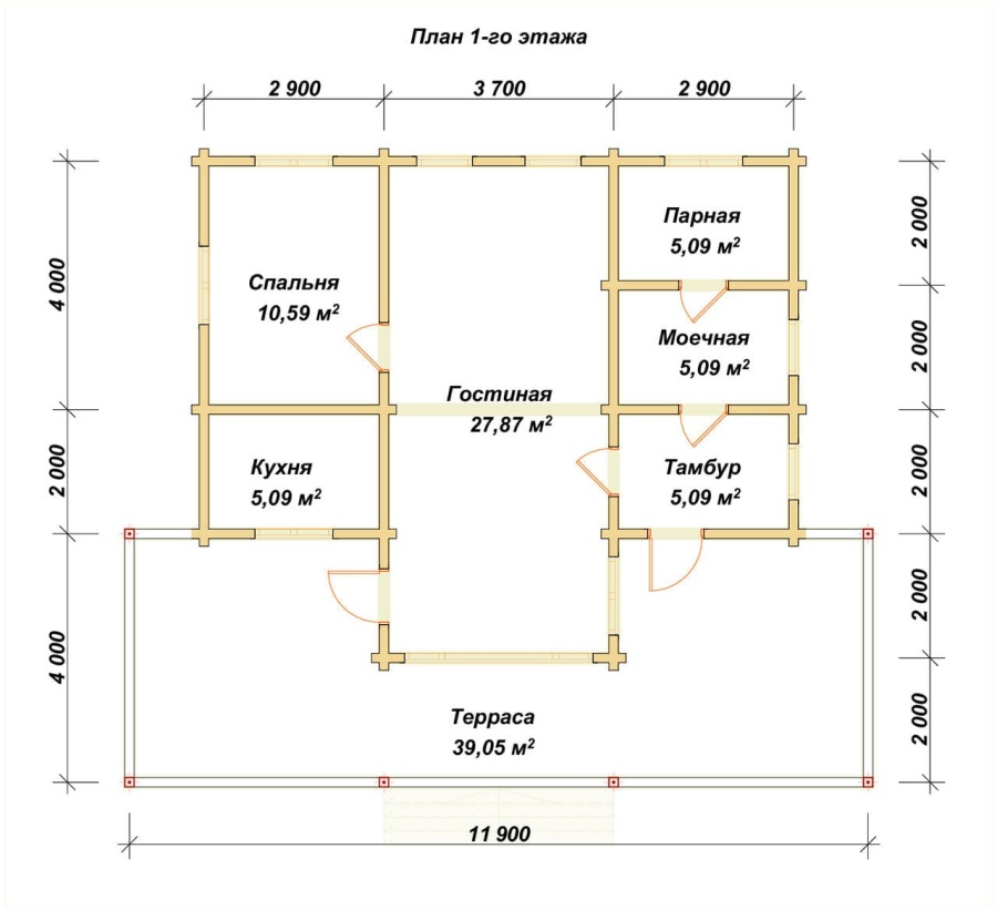 План первого этажа проект БРУСОВОЙ №-191
