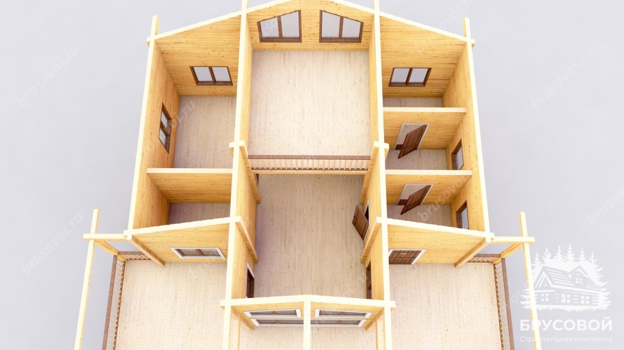 3d План второго этажа проект БРУСОВОЙ №-191