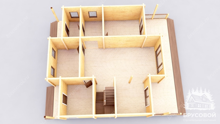 3d План первого этажа проект БРУСОВОЙ №-192