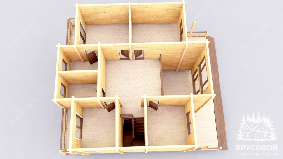 3d План второго этажа проект БРУСОВОЙ №-192