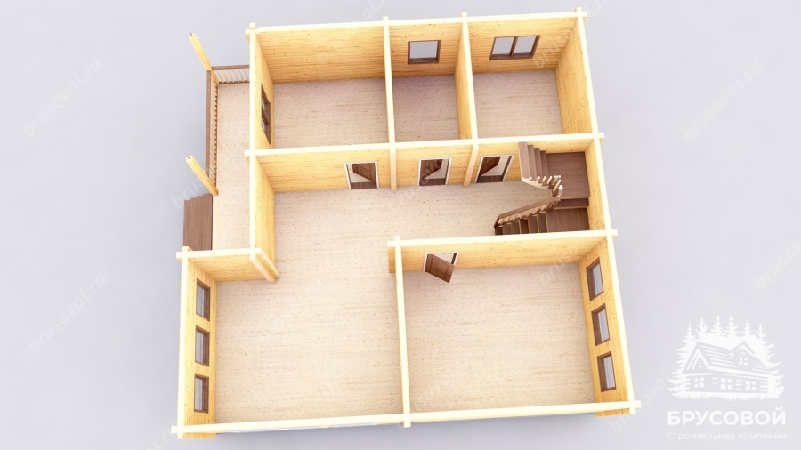 3d План первого этажа проект БРУСОВОЙ №-194