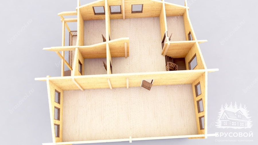 3d План второго этажа проект БРУСОВОЙ №-194