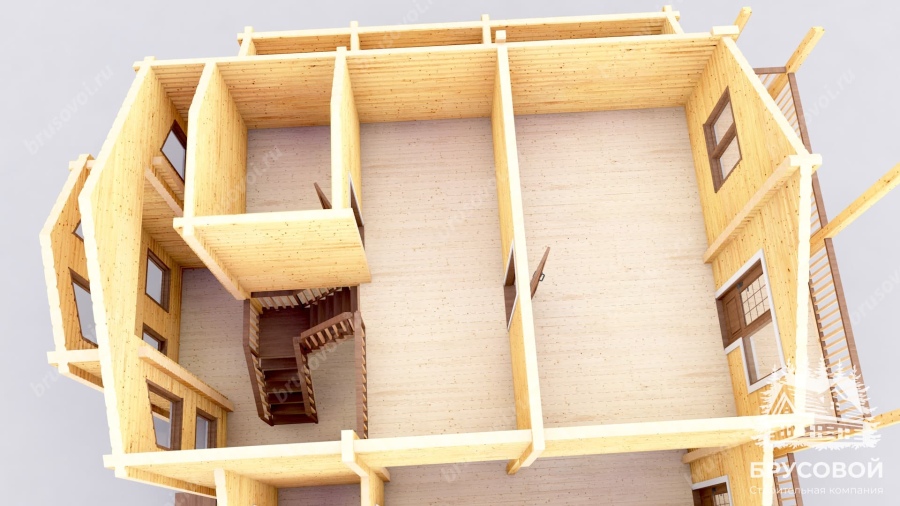 3d План второго этажа проект БРУСОВОЙ №-195