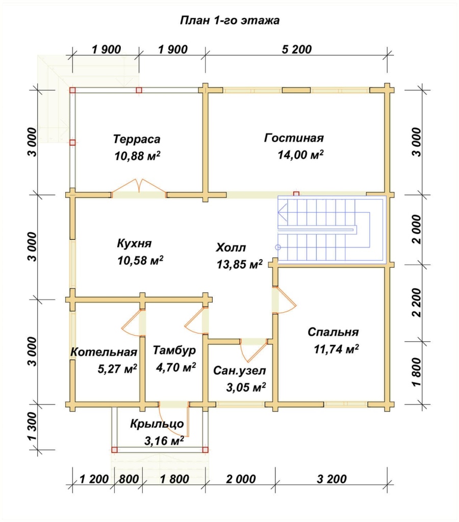 План первого этажа проект БРУСОВОЙ №-196
