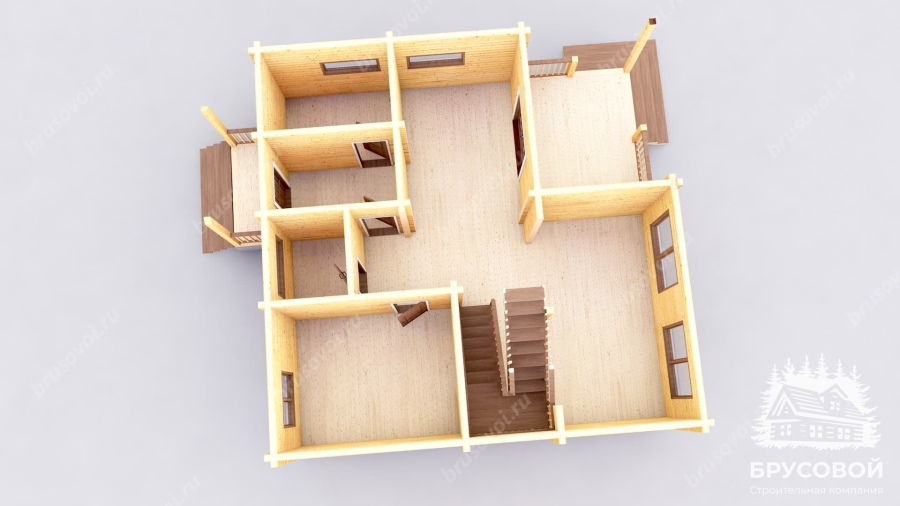 3d План первого этажа проект БРУСОВОЙ №-196