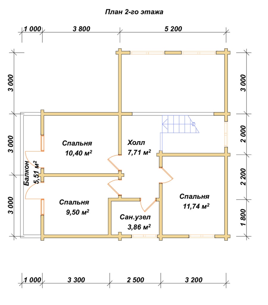 План второго этажа проект БРУСОВОЙ №-196