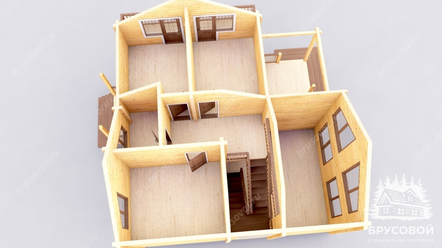 3d План второго этажа проект БРУСОВОЙ №-196