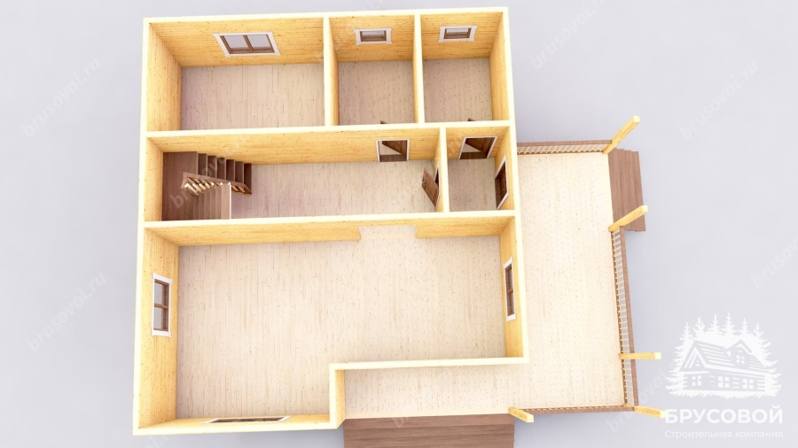 3d План первого этажа проект БРУСОВОЙ №-197