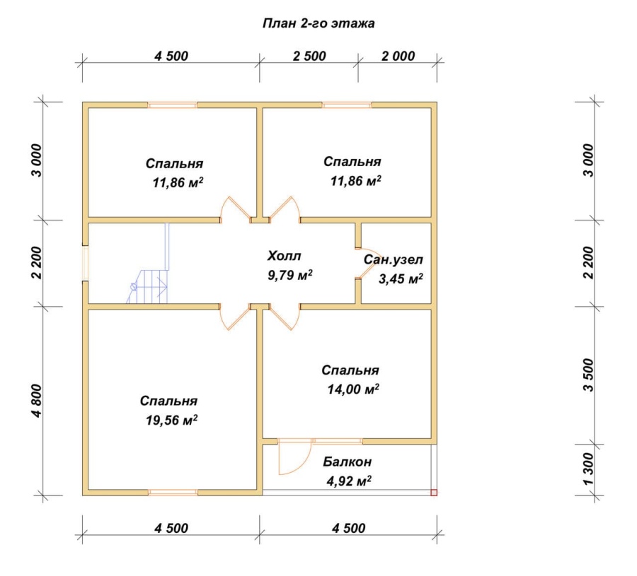 План второго этажа проект БРУСОВОЙ №-197