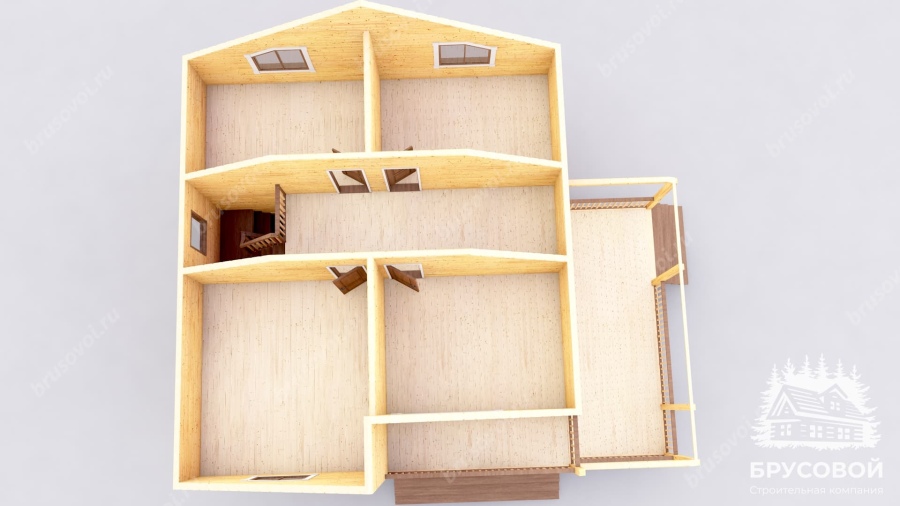 3d План второго этажа проект БРУСОВОЙ №-197